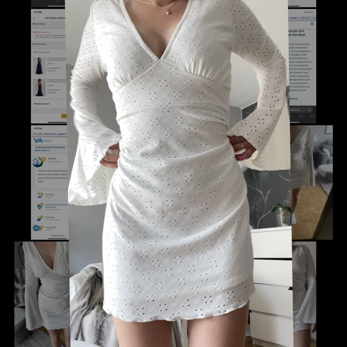 Den perfekta studentklänningen! Älskar den men vill ha en kortärmad klänning istället! Det är det skönaste materialtet. Inte alls genomskinligt! Köpt från boohoo och pr slutsåld!💕