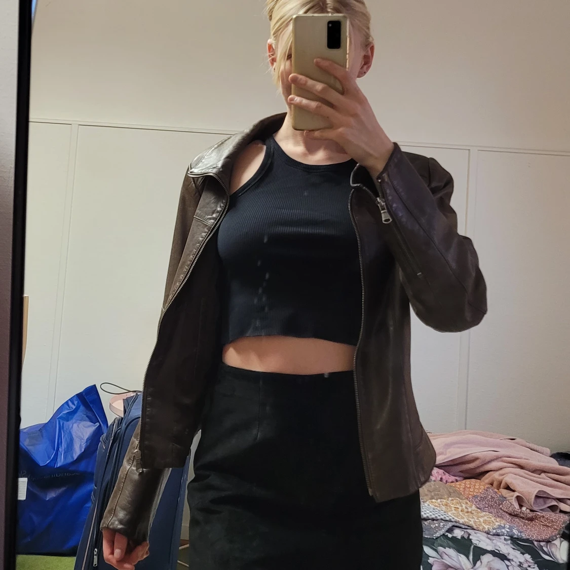 Brown leather jacket