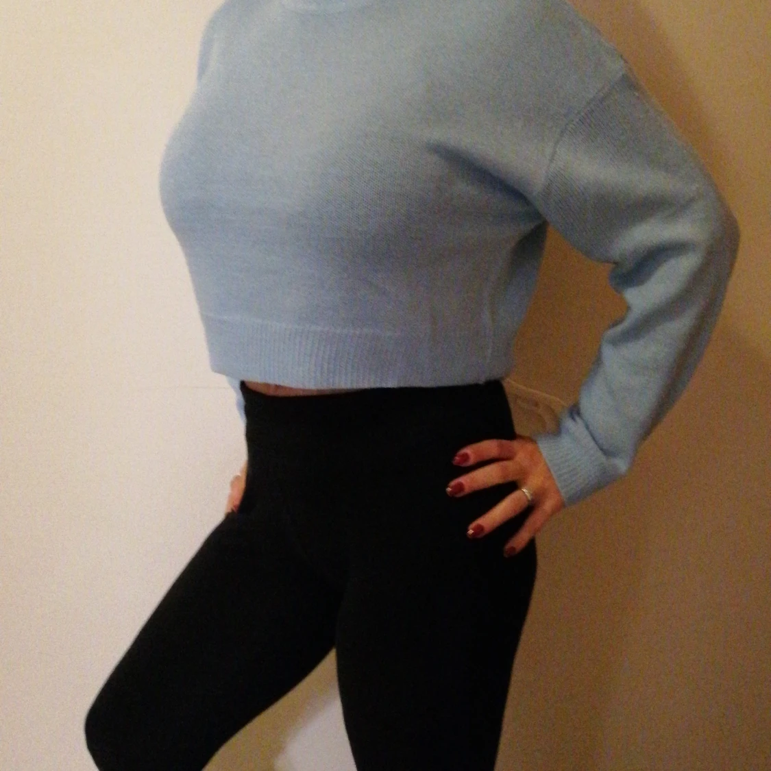 Ljusblå stickad tröja 