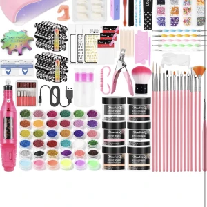 Nagelkit - Oöppnad nagelkit. Lampa ingår  Akryl pulver Fil Elfil  Glitter Tippar Träningsfinger  Etc. Allt p bilden