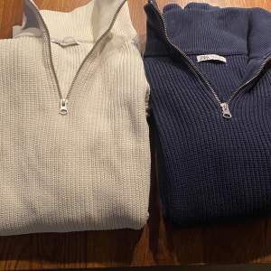 Säljer dessa Zara half zip tröjer som är riktigt populära, dom säljs endast ihop. Inte separat!  Ny pris per tröja är 500kr, skicket är inprincip nya, har knappast använt dom!