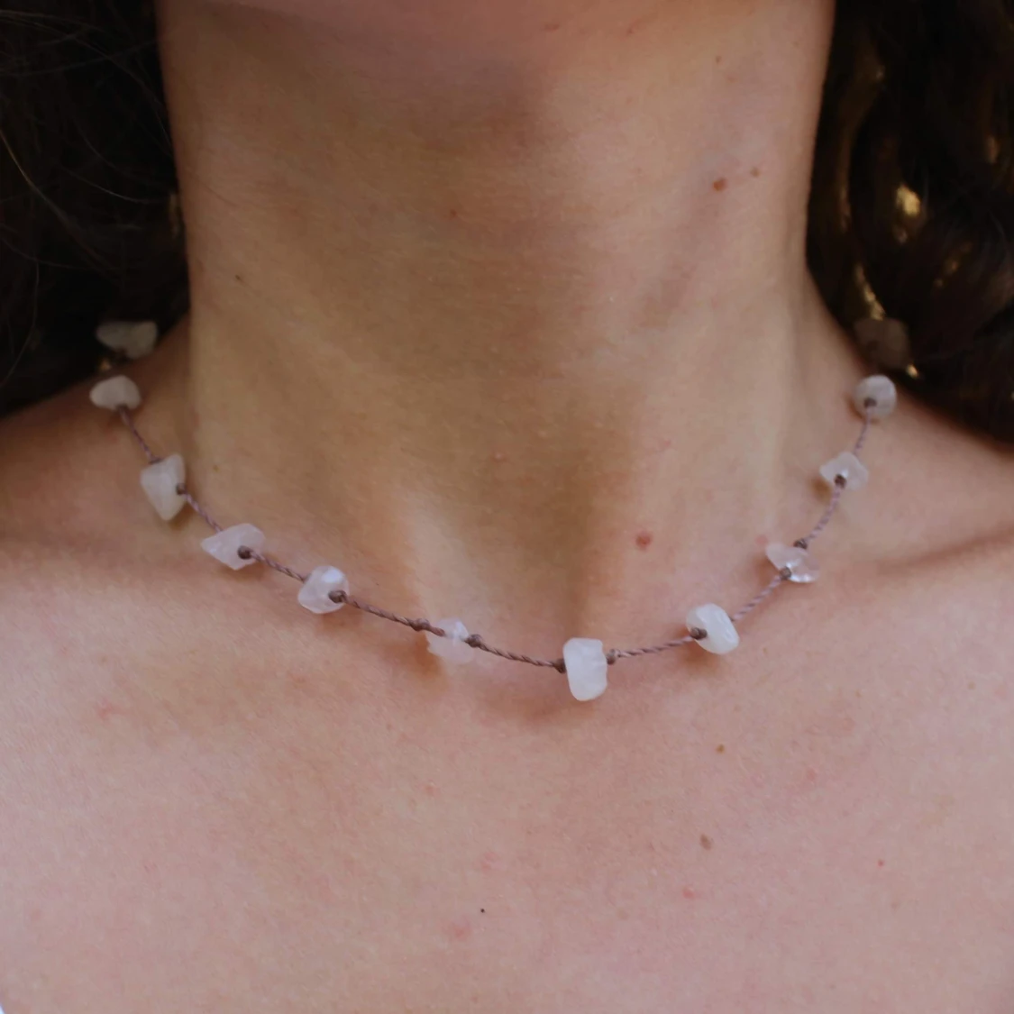 Handgjort rose quartz halsband - 90