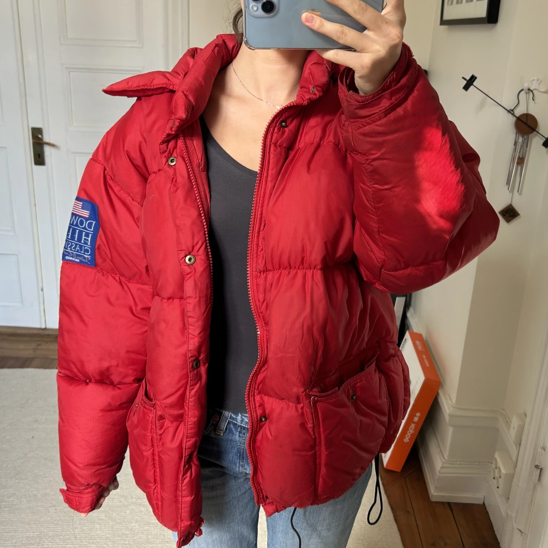 Röd dunjacka - 90