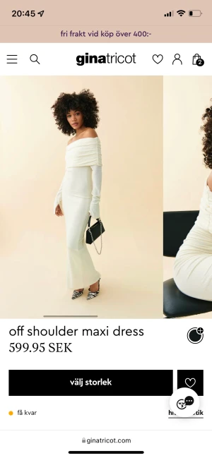Off sholder lång kläning  - Säljer min helt oanvända off sholder klänning från Gina. Storlek XS. 