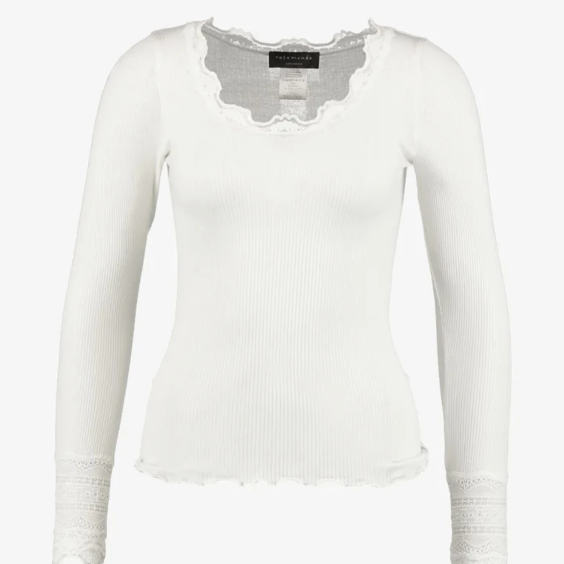 Vit Longsleeve top med spets - 90