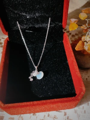 Moneybag halsband i silver - Världens gulligaste halsband med en mini pengapåse med utvällande mynt, gjord 100% av 925 sterlingsilver och äkta vit jade. Perfekt som present till en pengarälskare eller om man själv vill ha lite extra bra tur med 💰💰💸😉.