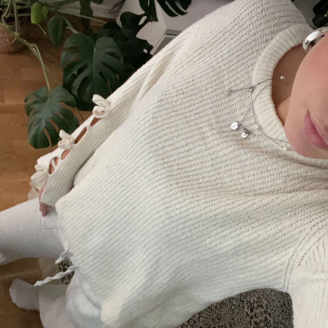  Vit Stickad tröja - 90