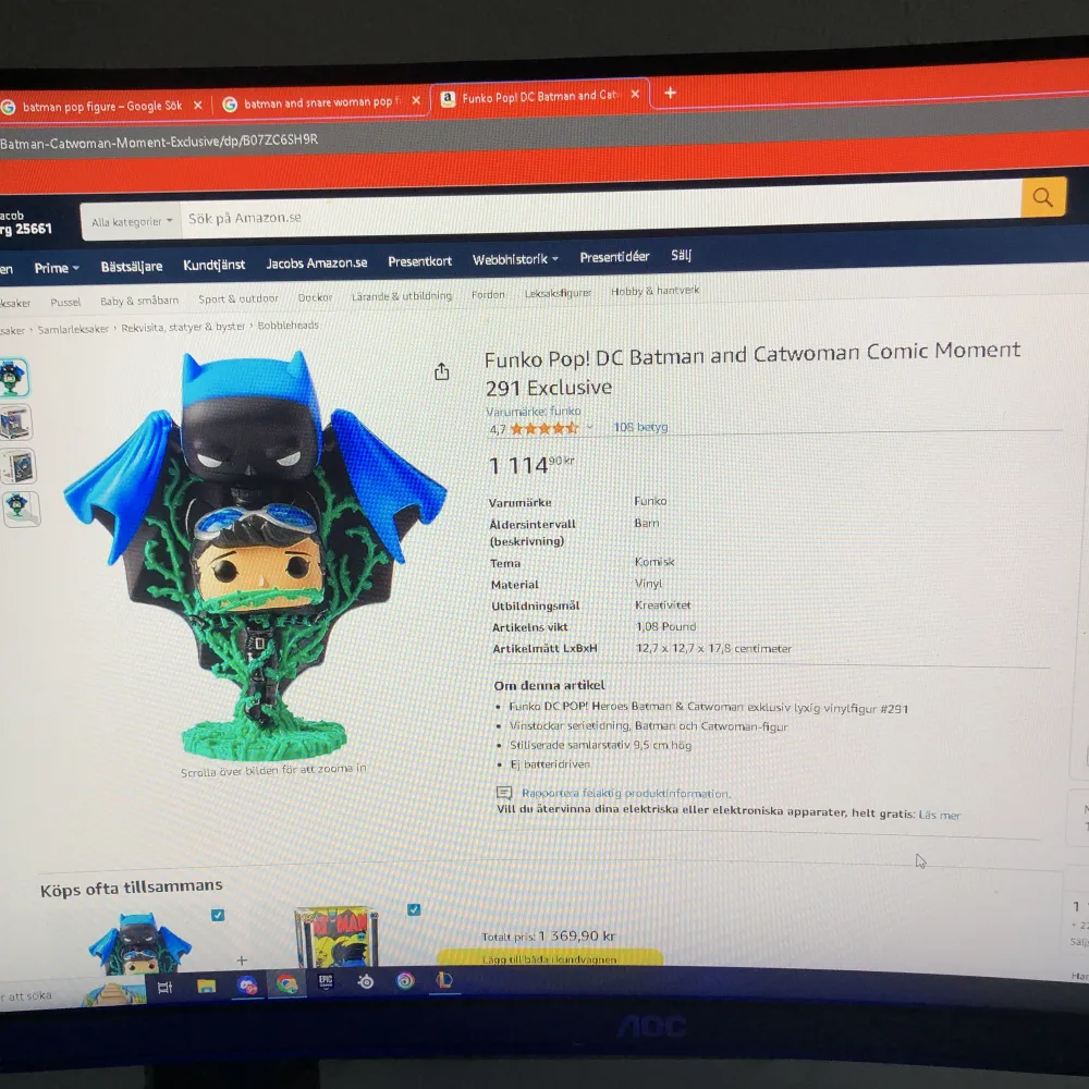 Som ny batman funko pop. Det är en exklusiv utgåva. Har tyvärr slängt kartongen till den så endast figuren tillkommer. Skriv vid filer frågor . Accessoarer.