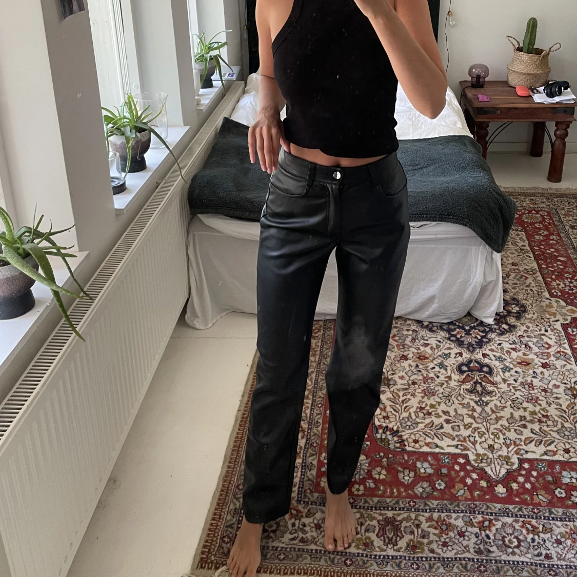 Fakeläder byxor - 90