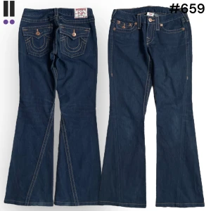 True religion jeans #659 - True Religion jeans i model Joey 💜 Tag 27W 💜Midja (rakt över) 37cm 💜 Innerben 76cm 💜 Ytterben 97cm 💜 Benöppning 24cm 💜  💜Våra mått blir W=29 och L=29 💜 Men jämför alltid måtten med dina bästa jeans💜659