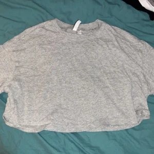 Tröja - Säljer en grå kort t-shirt. Den är köpt för ett år sedan men är i väldigt bra skick. Inte den bästa bilden men det är bara att skriva för fler bilder!