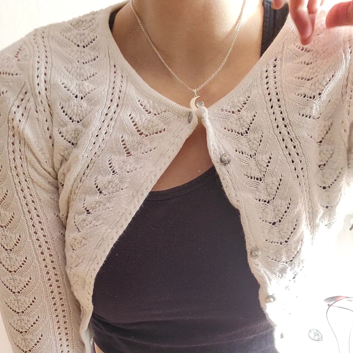 Y2K stickad vit blus - 91