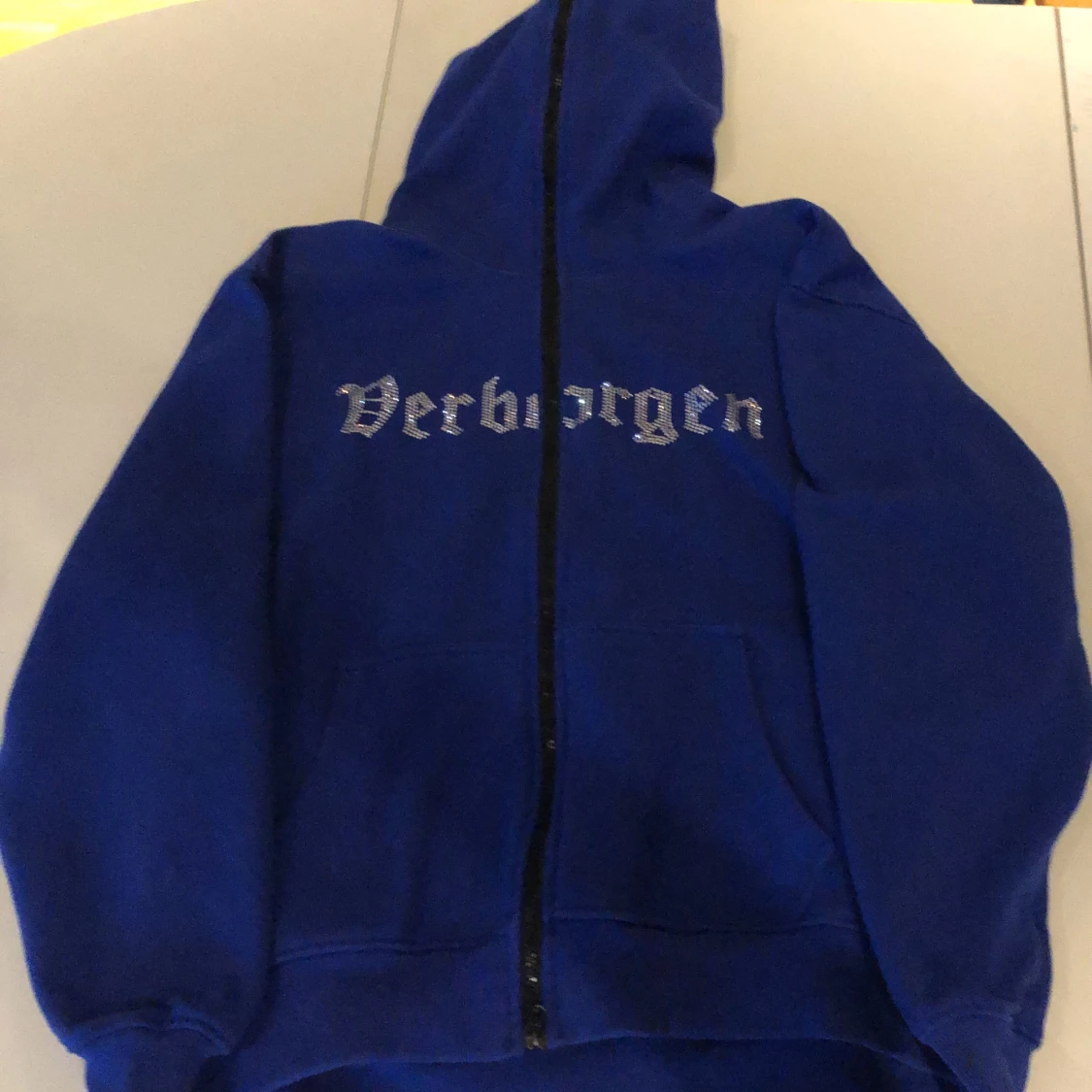 Verborgen fullzip rhinestone hoodie