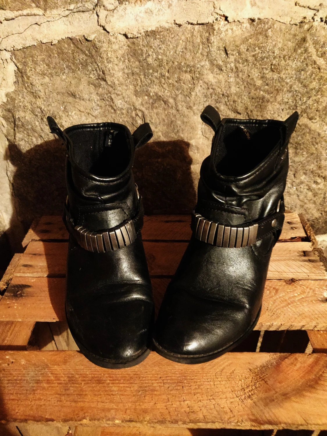 Boots cowboy cowboyboots straps 38 western rocker hårdrock metal biker sleaze glam - 90