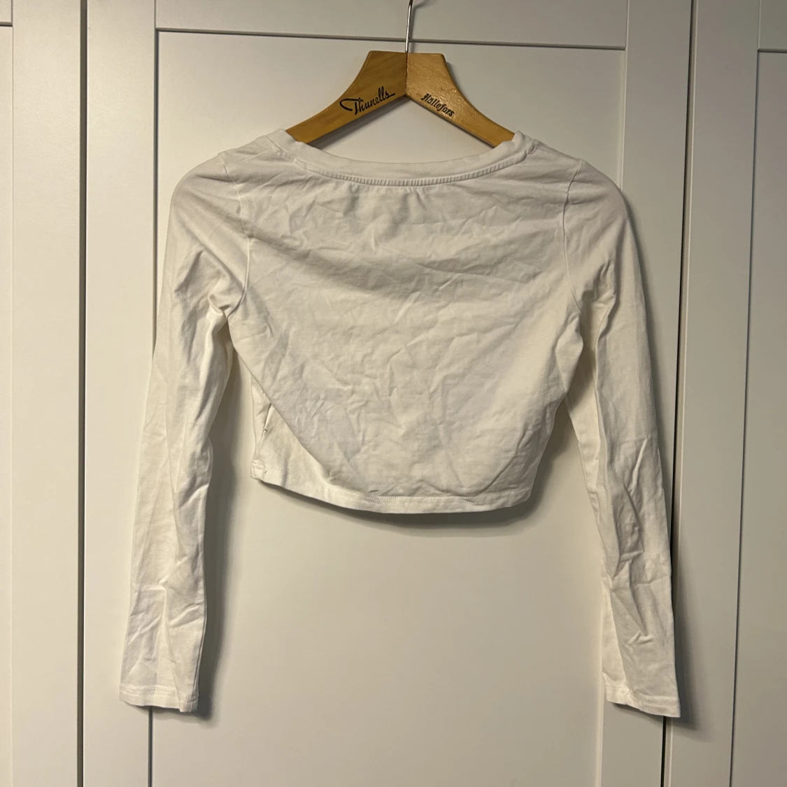 Vit långärmad croptopp - 90