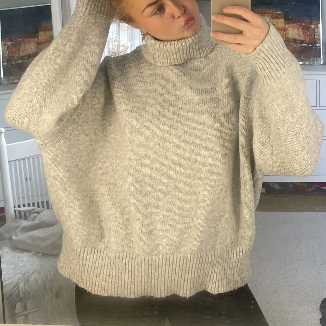 Ljusgrå stickad - 90