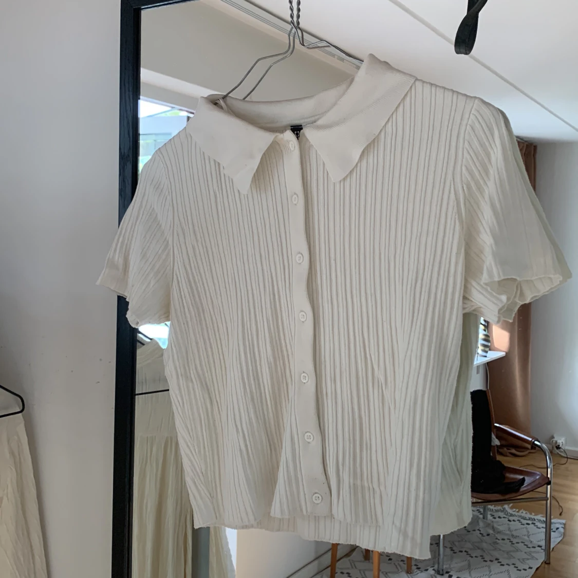 Ribbad t-shirt med krage 🩷 - 90