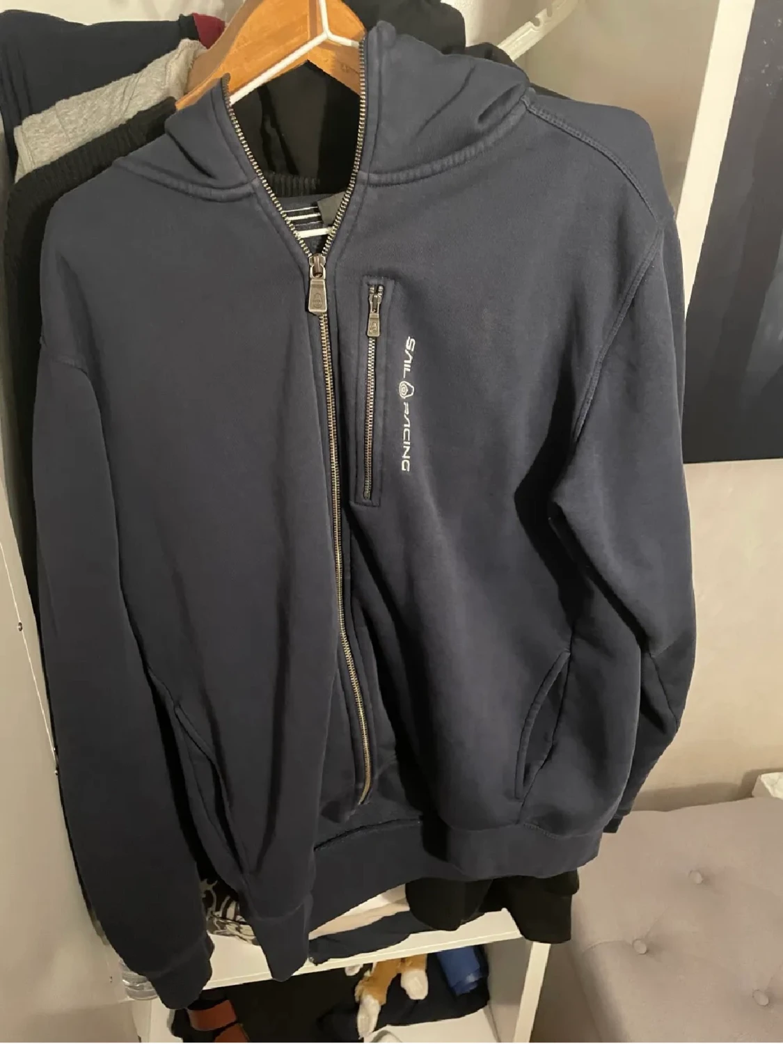 Sail racing navy blue hoodie zip