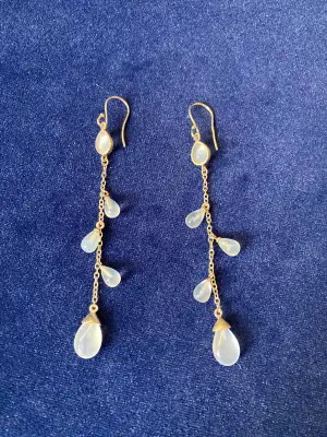 Beautiful Julie Sandlau eardrops in Sterling silver with 22carat goldplated and White gemstones