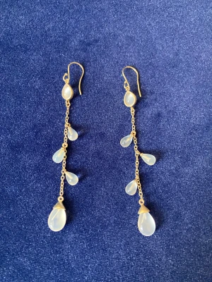 Beautiful silver eardrops - Beautiful Julie Sandlau eardrops in Sterling silver with 22carat goldplated and White gemstones