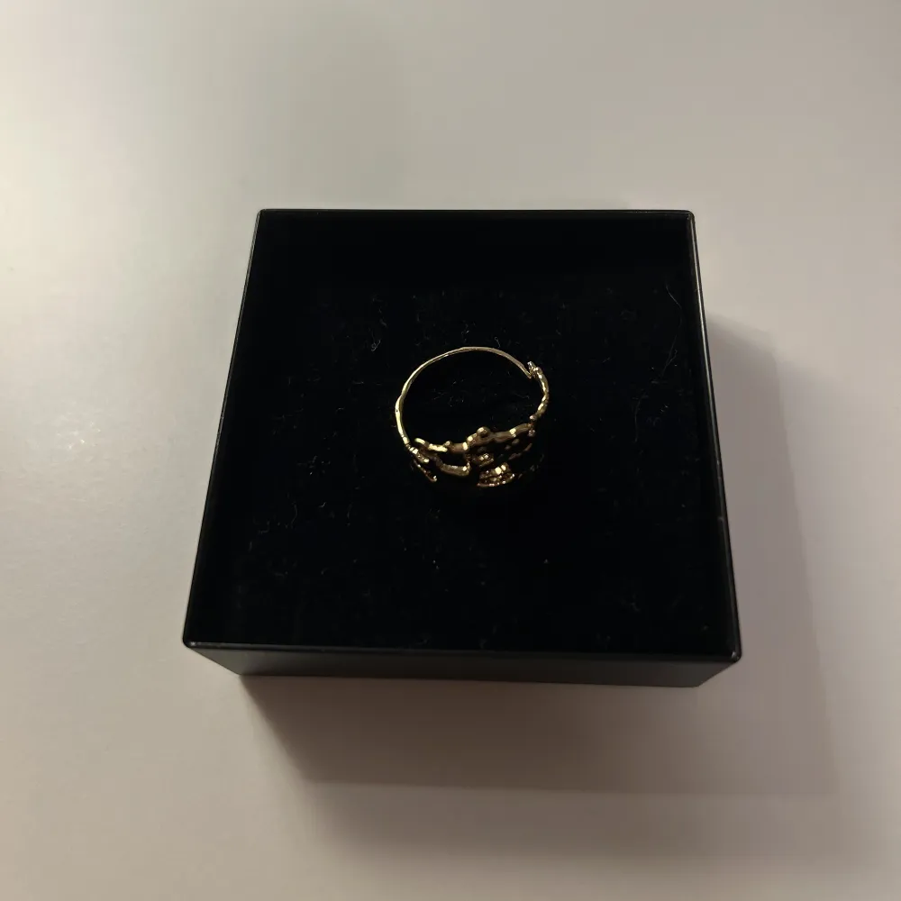 Säljer denna helt nya ring som är helt oanvänd. Jättefin guldplaterad ring från pilgrim. Ringen är justerbar vilket gör att den passar alla!  Nypris: 399. Accessoarer.