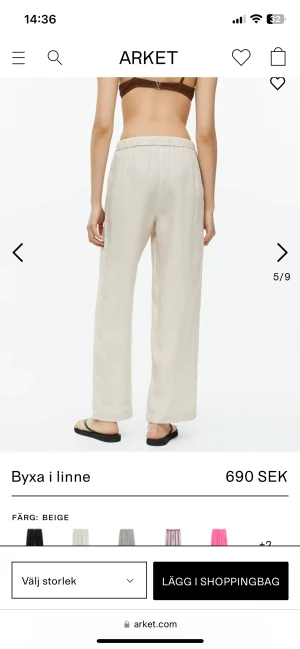 ARKET LINNEBYXOR - Säljer nu mina linnebyxor ifrån arket då jag upplever att dom är lite för korta på mig som är 167! Och kommer därför inte till användning! Är i nyskick och är använda ca 3gånger! Köpta för 590!