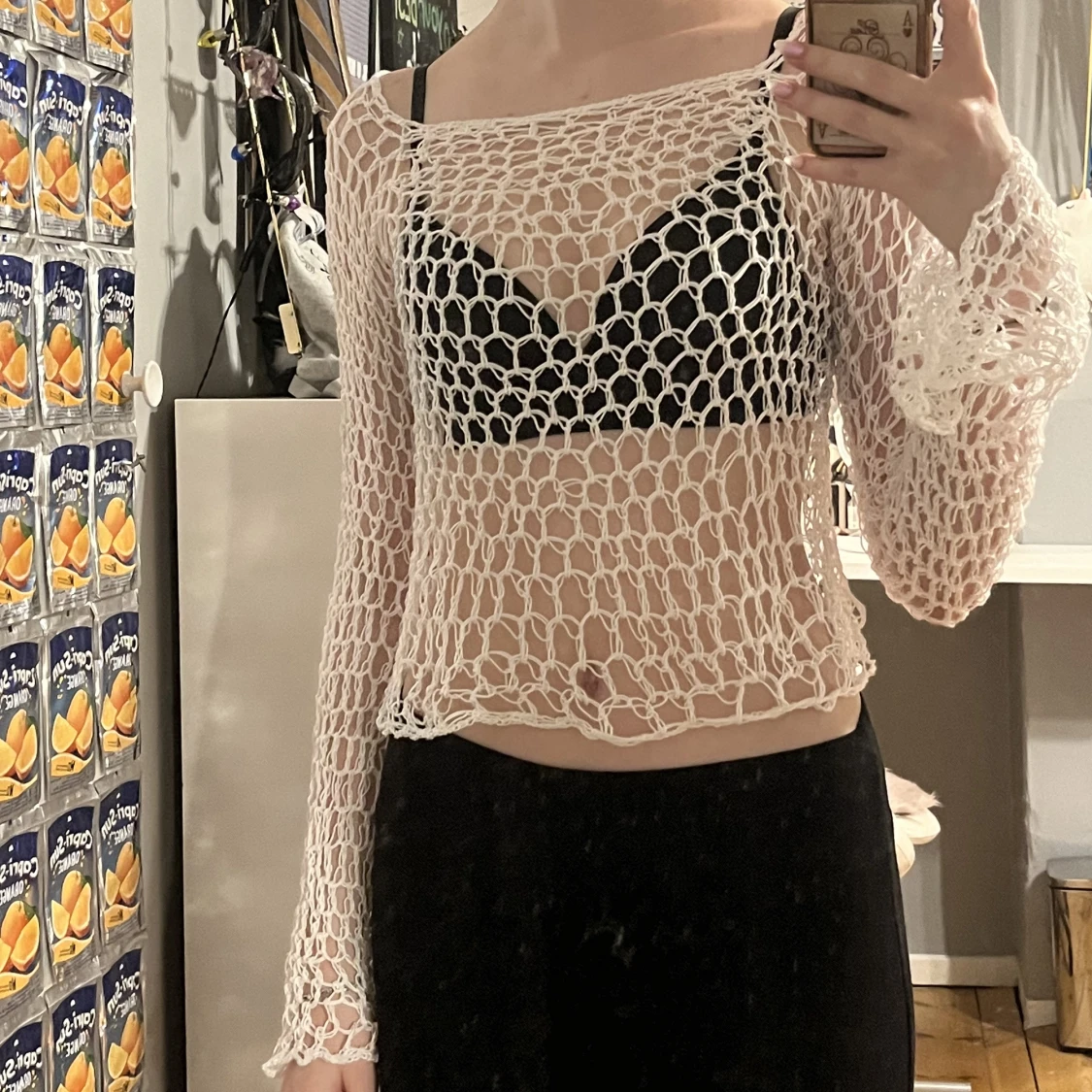 Virkad långärmad tröja