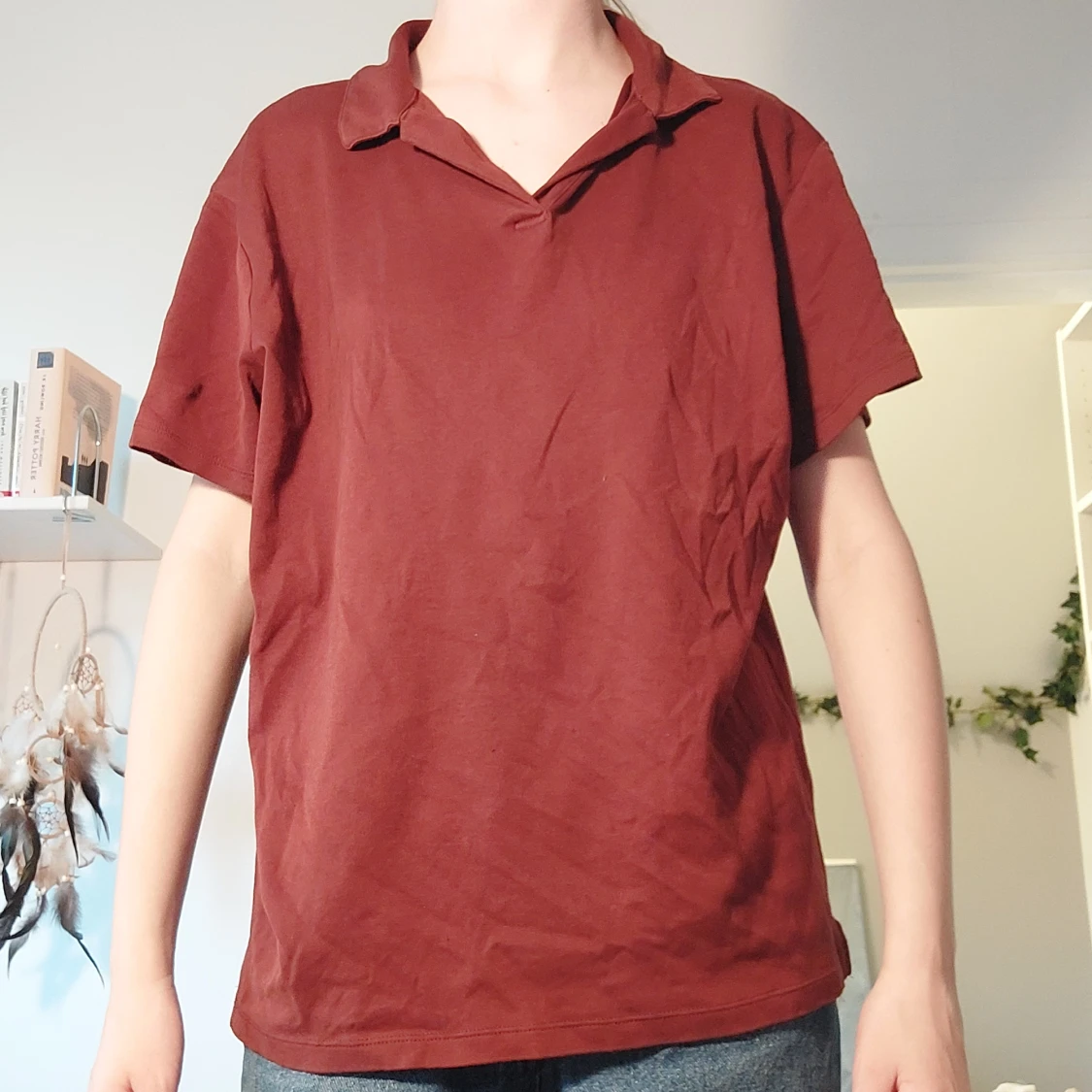 Vinröd pikétröja - 90