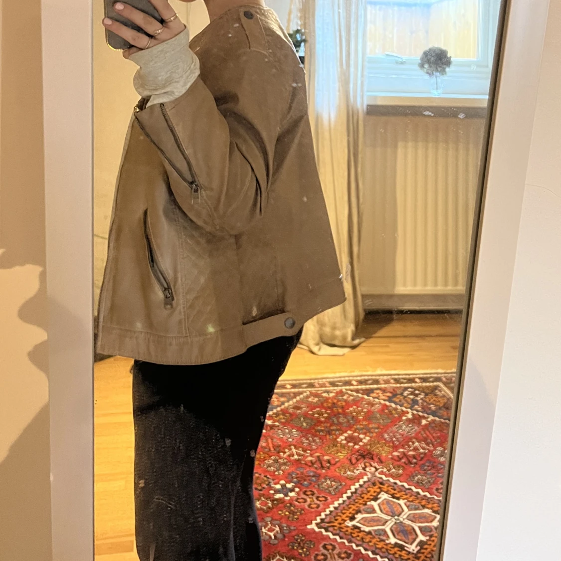 Fin beige vintage skinnjacka - 90