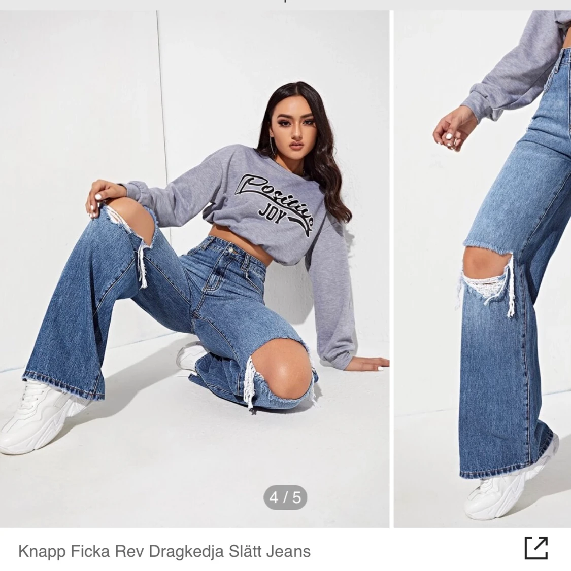 Blåa jeans med hål, storlek S - 90