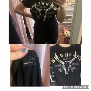 Svart T-shirt - T-shirt med tryck, från Ginatricot. Använt en del men är i gott skick. Storlek S. 