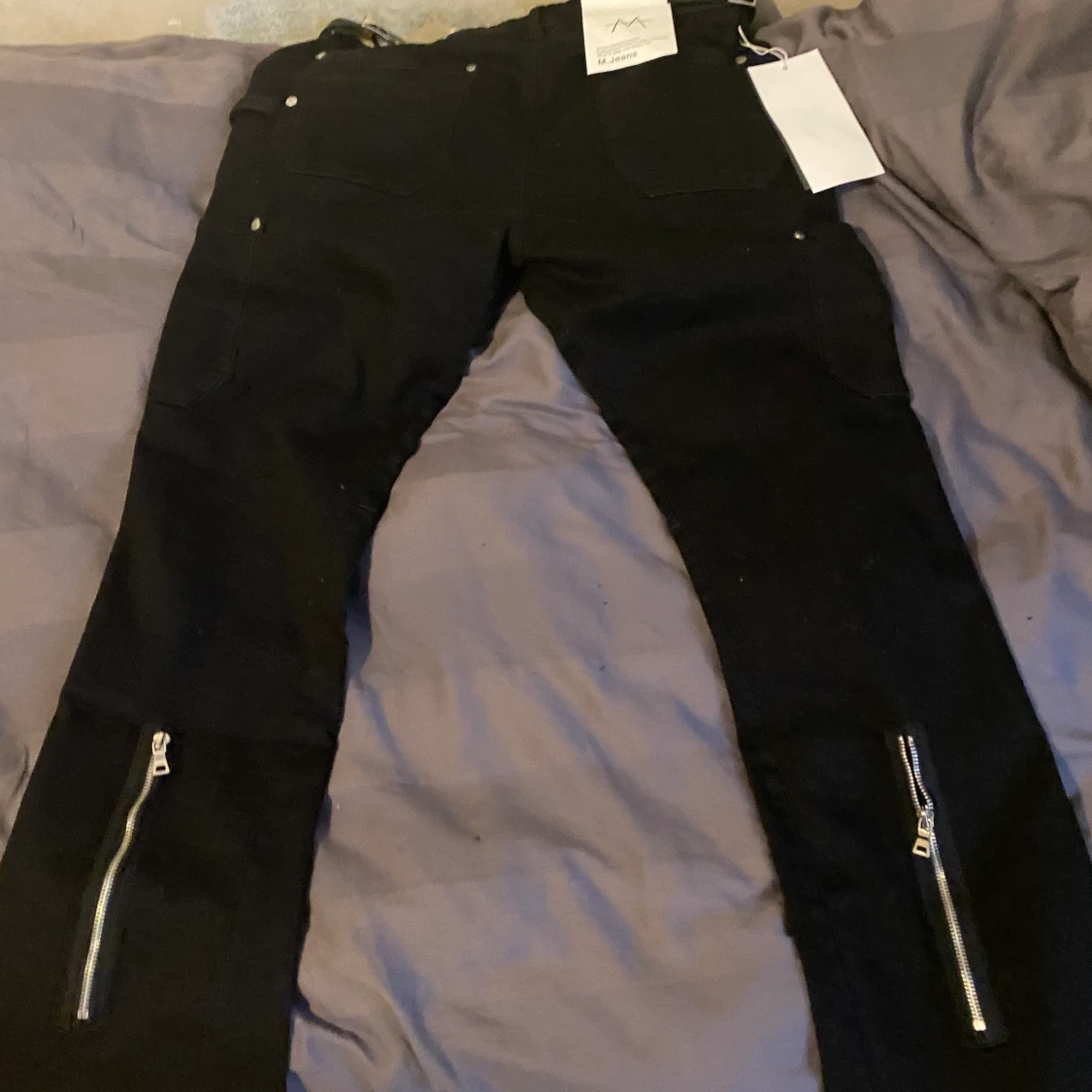 Y2k bootcut byxor med dragkedjor - 90