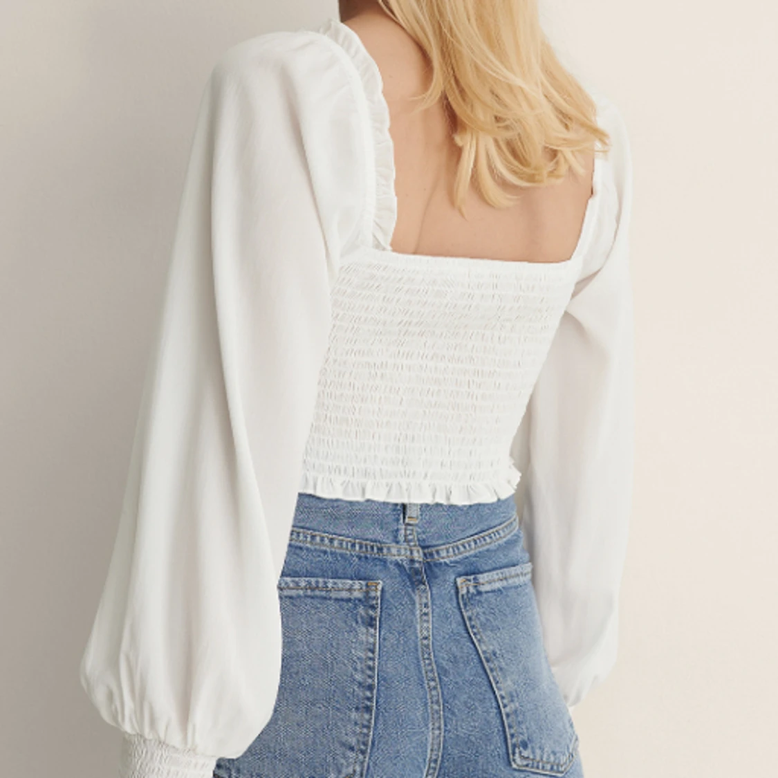 Vit Topp med smock i midjan nakd  - 91