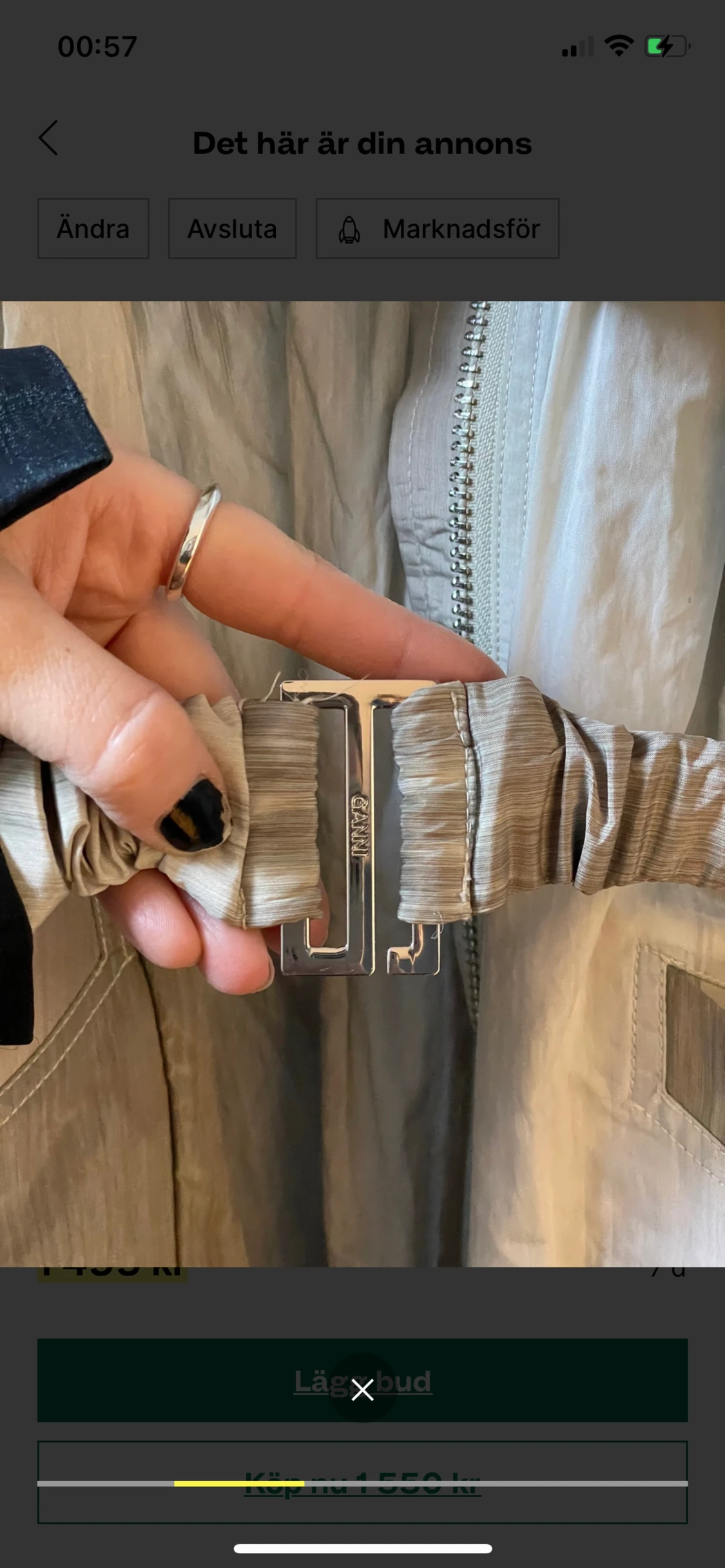 GANNI trenchcoat med fina detaljer strl XS/S  - 90