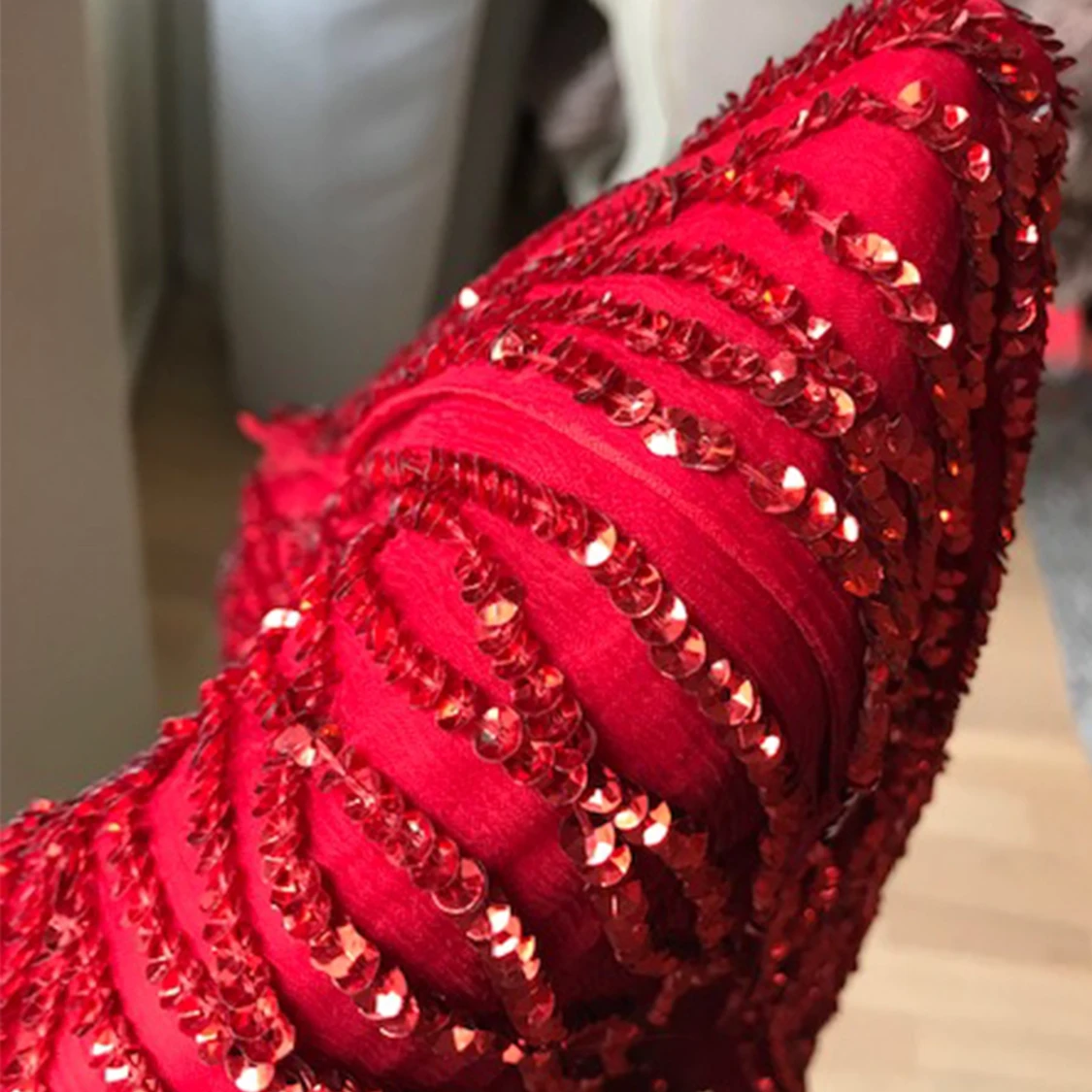 Red Sequin Vintage Party Dress - 91