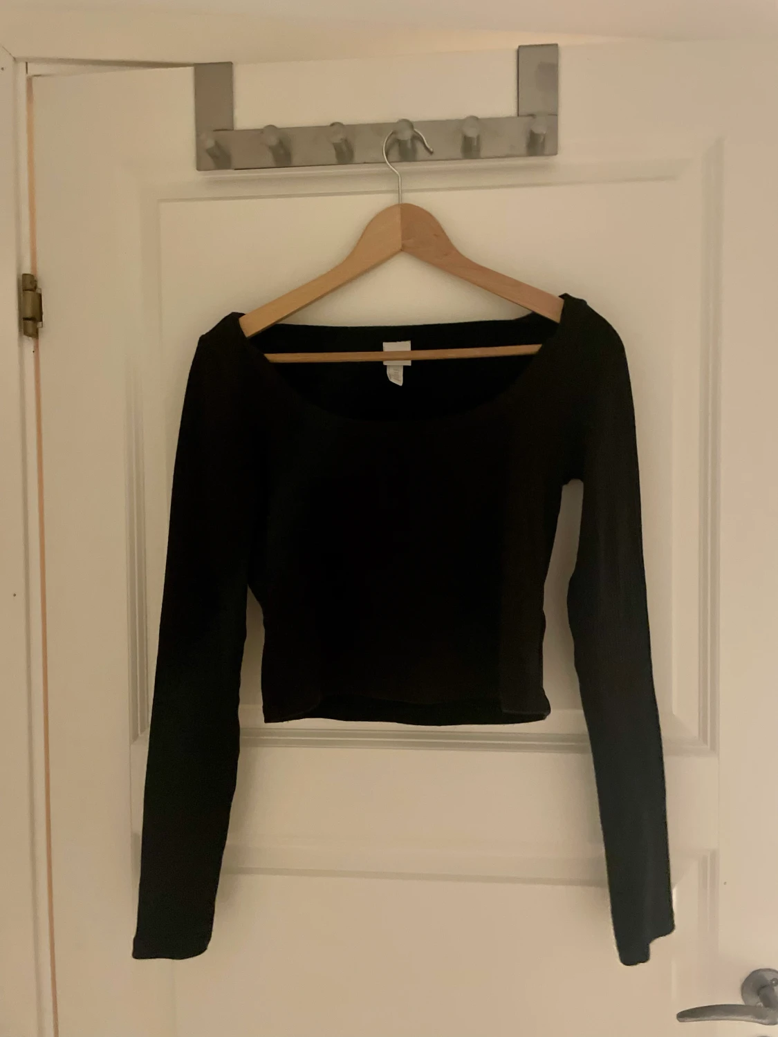 Svart långärmad croptop-H&M Stl S