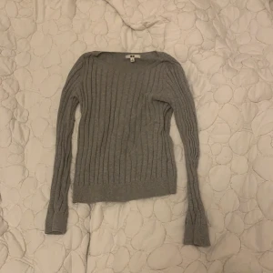 tröja - grå stickad ribbad tröja, supersöt 💖passar xs-m