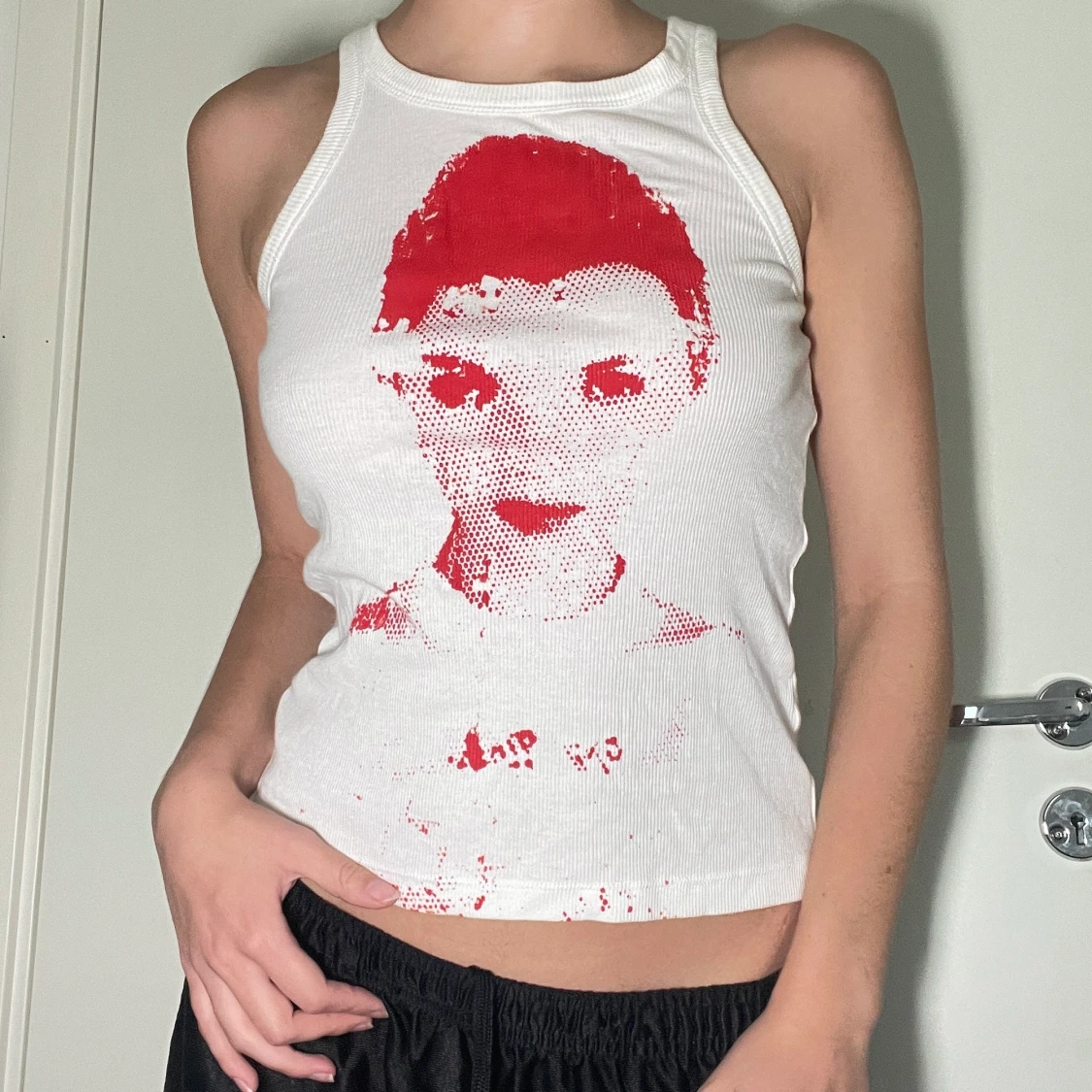 Vitt linne med Kate Moss tryck - 90