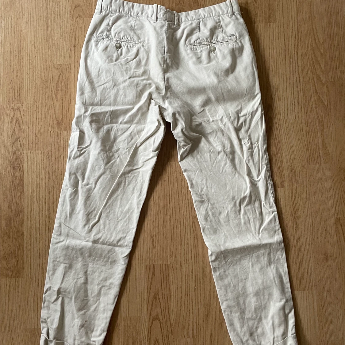 Beigea linneblend byxor - 91