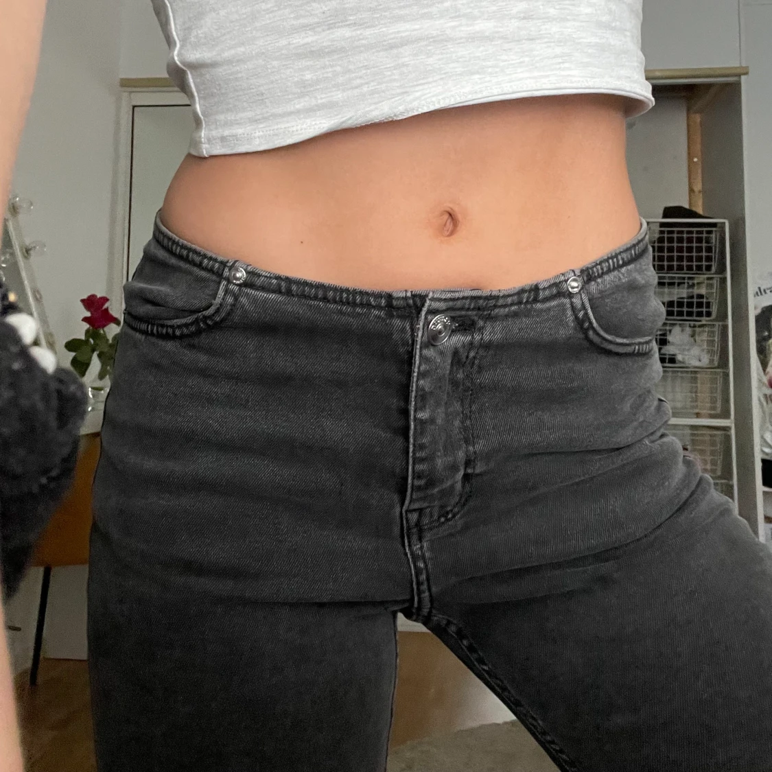 Lågmidjade svart/gråa jeans - 90