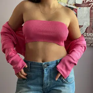 DIY pink tube top and cardigan  Size - M Condition - excellent  