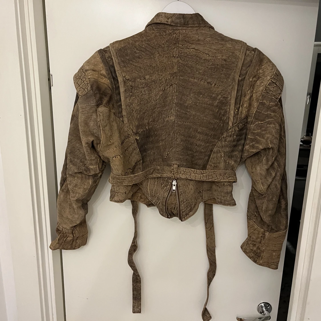 Unik läder / mocka jacka beige  - 90