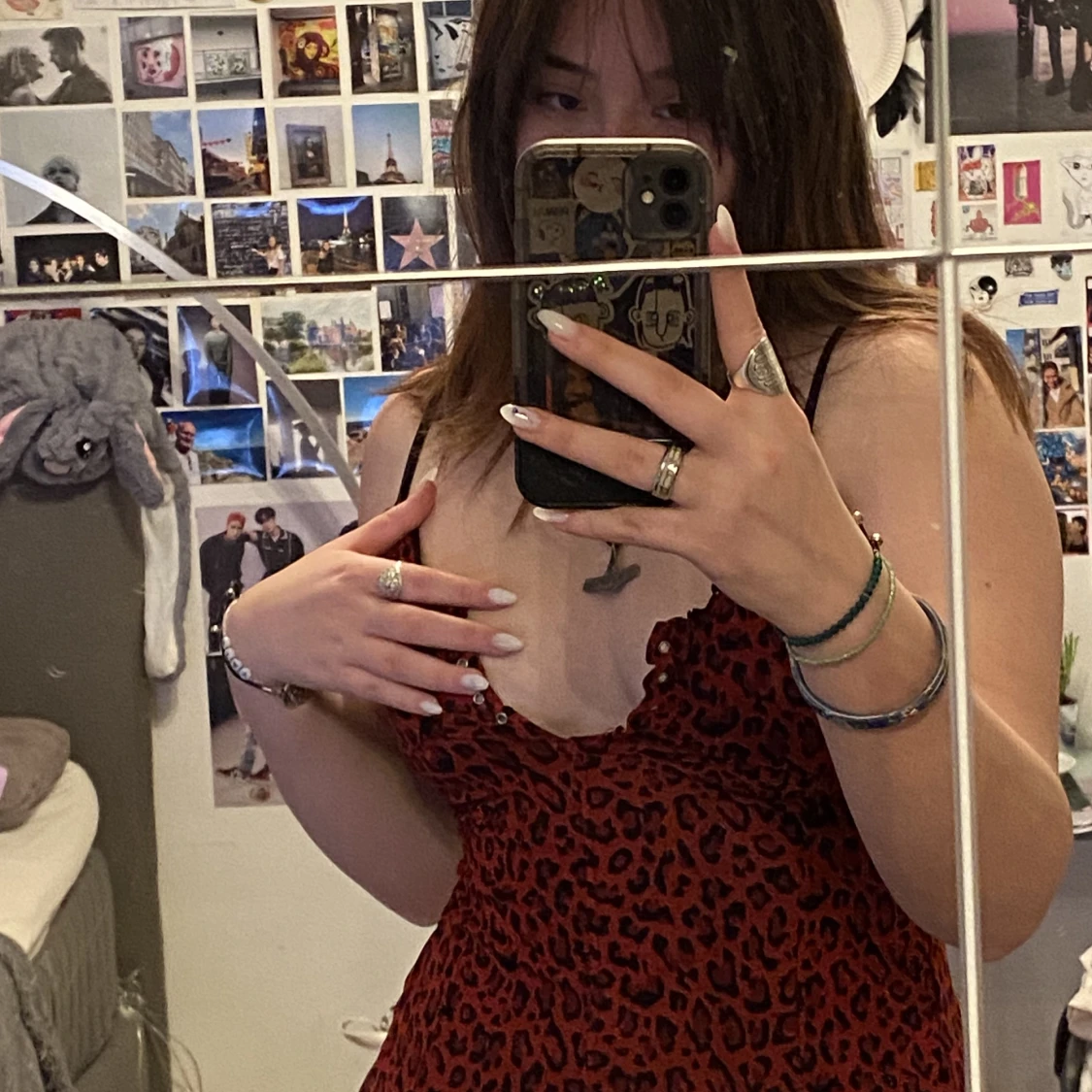 Röd leopard top - 90