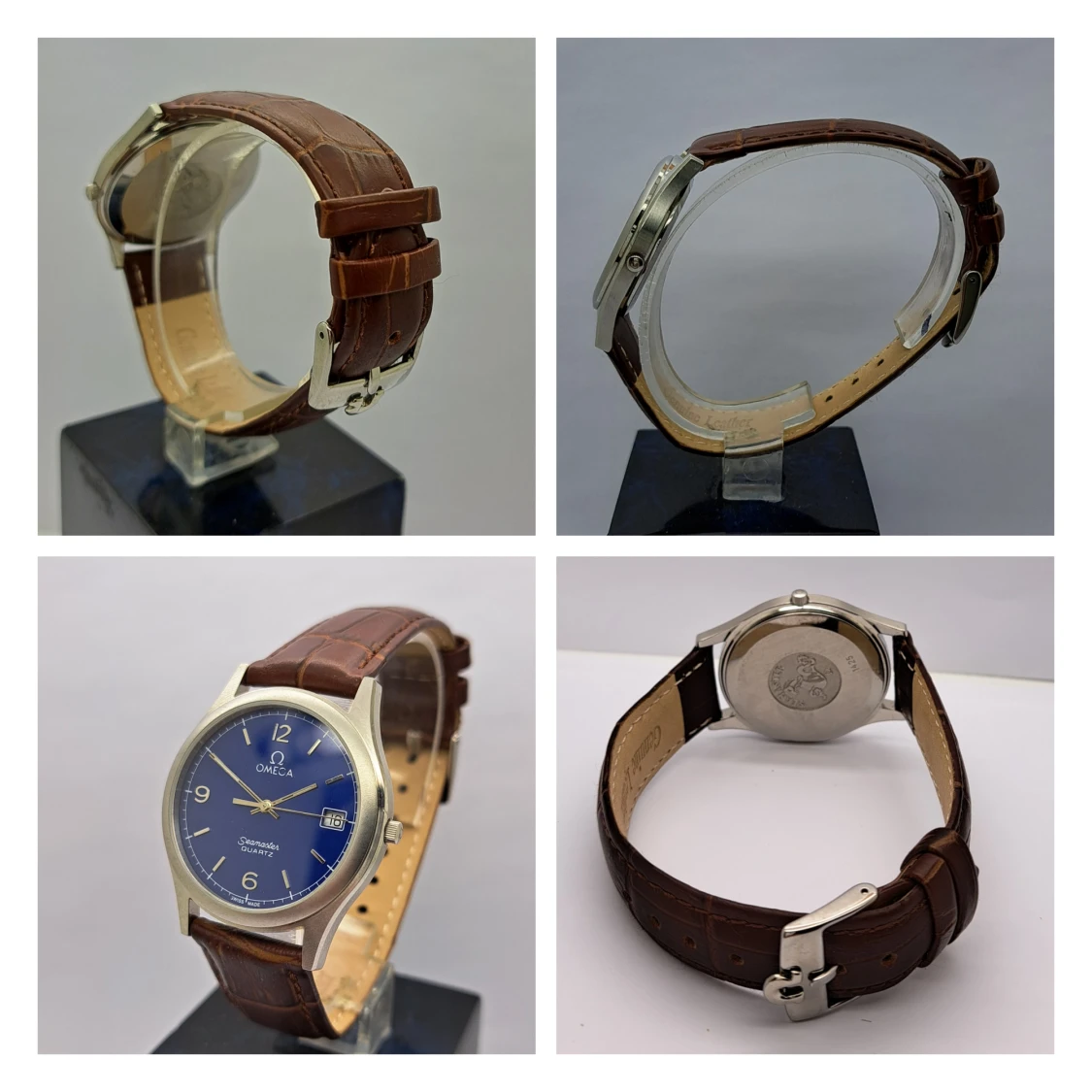 Rare Omega Seamaster Blue Dial Steel Mens Swiss Quartz Watch - 90