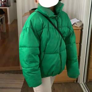 Jättefin grön jacka ifrån Zara i storlek 36💚 Jag är 157 och den är rätt stor på mig