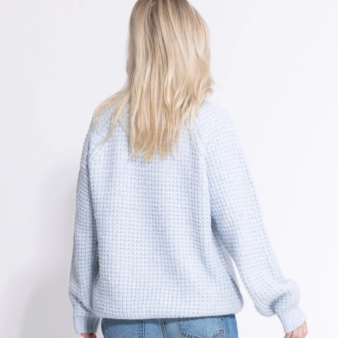 Blå stickad tröja - 90