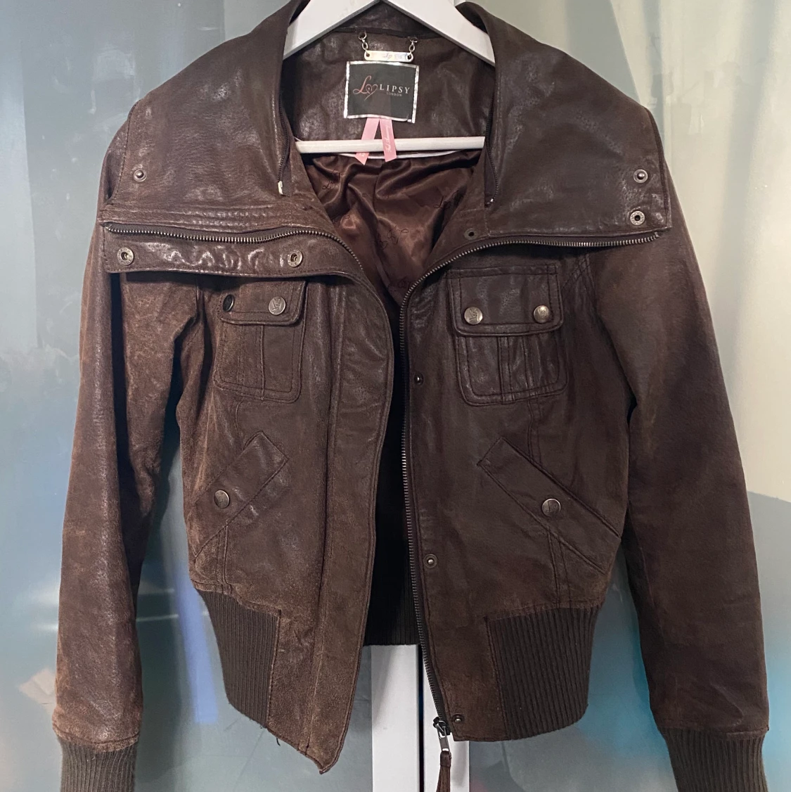 Brun läderjacka - 90