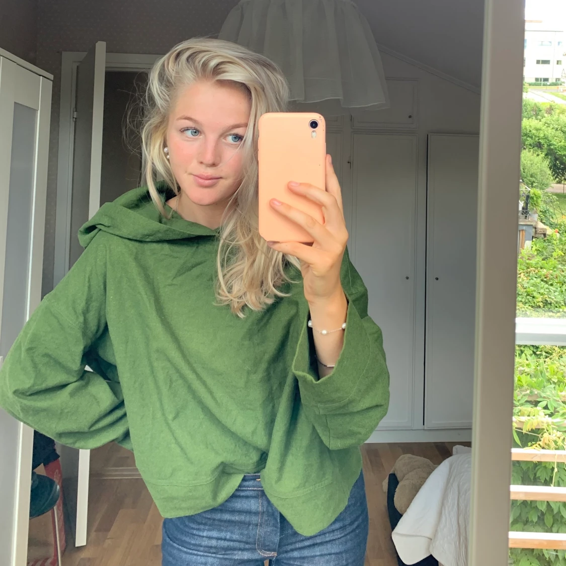 Grön hoodie - 90