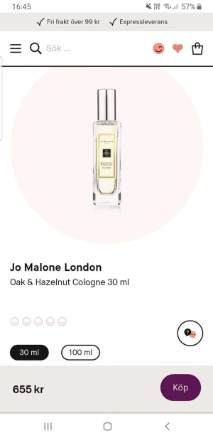 Jo Malone London Oak & Hazelnut Cologne 30 ml oanvänd. - Jo Malone London Oak & Hazelnut Cologne 30 ml oanvänd.  Pris. 330kr Frakt tillkommer 51kr annars finns i Skänninge  Finns på flera sidor