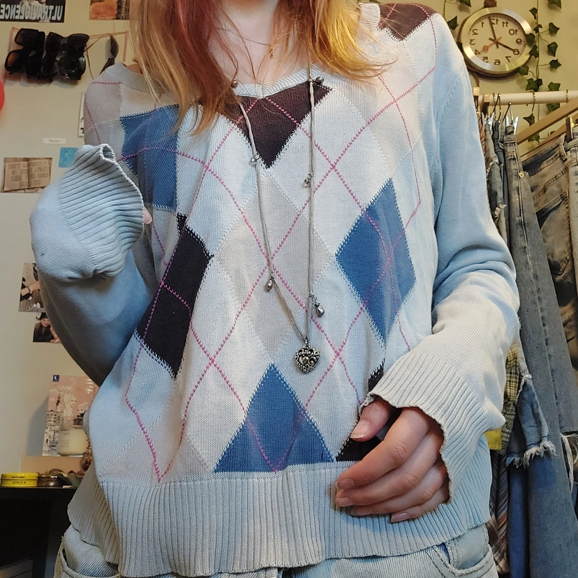 Ljusblå farfarströja